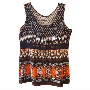 Notations Orange and Brown Patterned Blouse